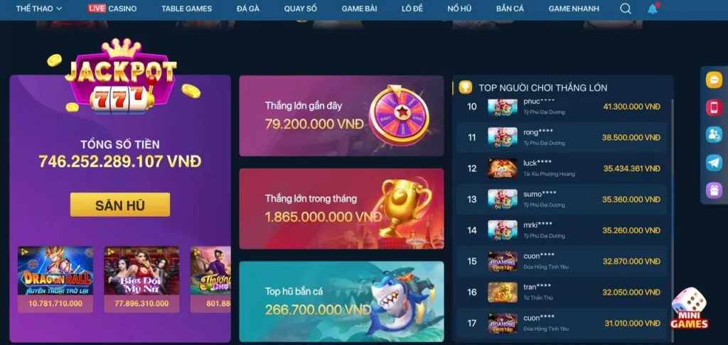 Trò chơi 888top code đa dạng